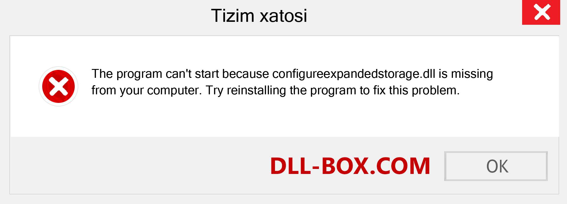 configureexpandedstorage.dll fayli yo'qolganmi?. Windows 7, 8, 10 uchun yuklab olish - Windowsda configureexpandedstorage dll etishmayotgan xatoni tuzating, rasmlar, rasmlar